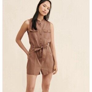 NWT Anthropologie Sanctuary Sightseer Utility Romper Brown Size 8